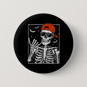Skeleton Rock Hand Halloween Costume Cool Rock Mus 2 Inch Round Button