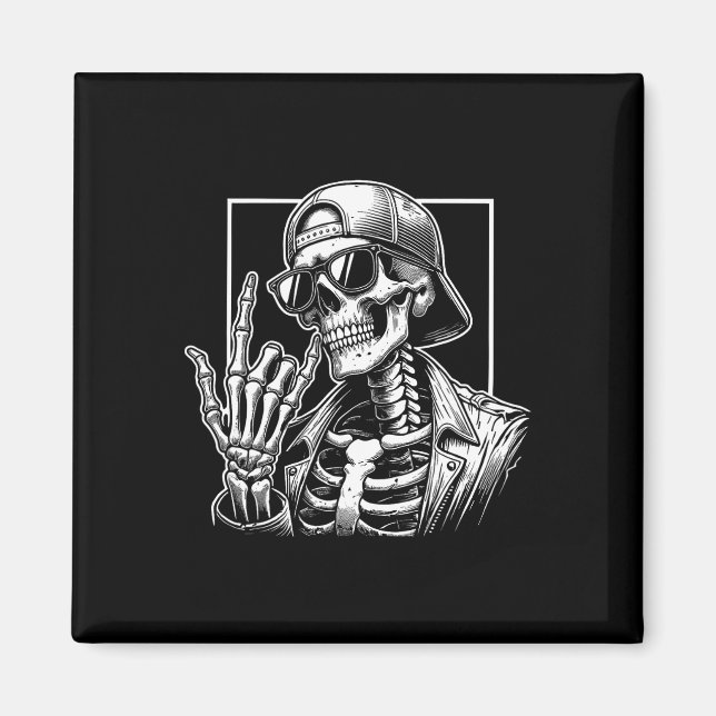 Skeleton Rock Hand Halloween Costume Rocker Cool R Magnet (Front)
