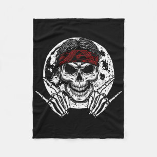 Skeleton Rock Hand Halloween Rock And Roll Midnigh Fleece Blanket
