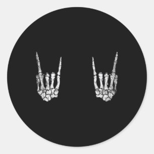 Skeleton Rock Hand Lazy Halloween Costume Cool Bon Classic Round Sticker