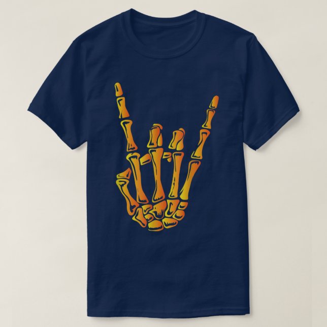Skeleton Rock Hand Lazy Halloween Costume Cool Bon T-Shirt (Design Front)