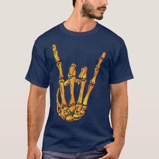 Skeleton Rock Hand Lazy Halloween Costume Cool Bon T-Shirt