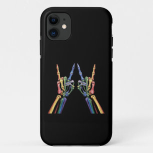 Skeleton Rock Hand LGBTQ Cool Rainbow Flag Gay iPhone 11 Case
