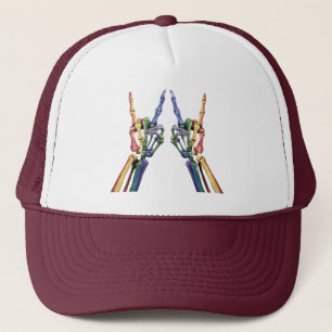 Skeleton Rock Hand LGBTQ Cool Rainbow Flag Gay  Trucker Hat