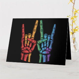 Skeleton Rock Hand LGBTQ Rainbow Flag Gay Pride  Card