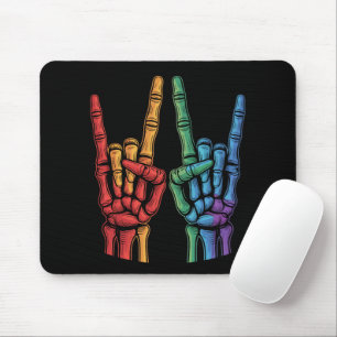Skeleton Rock Hand LGBTQ Rainbow Flag Gay Pride Mouse Pad
