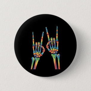 Skeleton Rock Hand Rainbow LGBTQ Gay Lesbian Pride 2 Inch Round Button