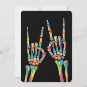 Skeleton Rock Hand Rainbow LGBTQ Gay Lesbian Pride Invitation
