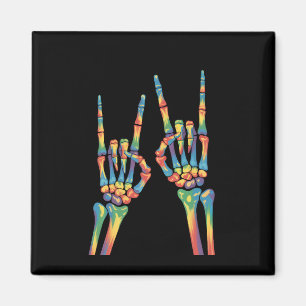 Skeleton Rock Hand Rainbow LGBTQ Gay Lesbian Pride Magnet