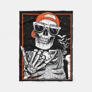 Skeleton Rocker Hand Halloween Costume Cool Music Fleece Blanket