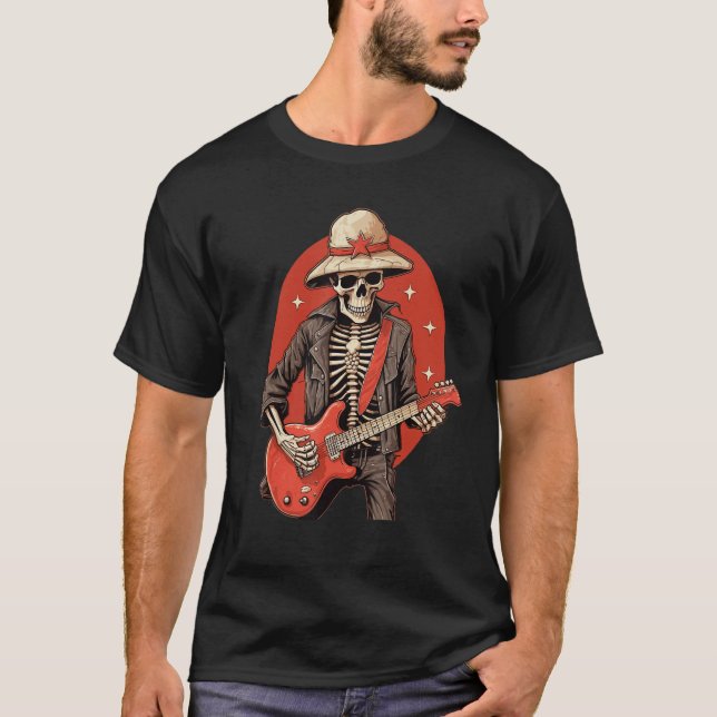 skeleton rocker skeleton playing guitar skeleton r T-Shirt (Front)