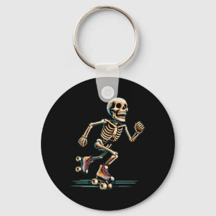 Skeleton Roller Skating Skater Halloween  Keychain