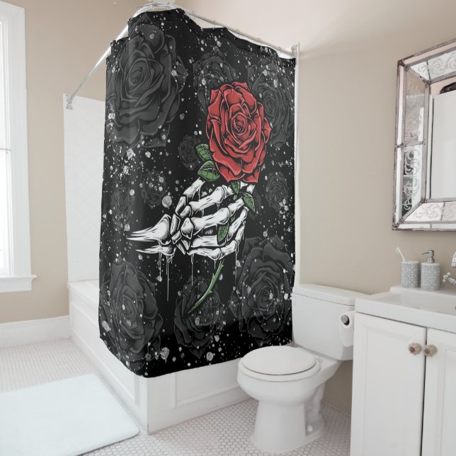 Skeleton Rose Offering Silver Black Gothic Glam (In Situ)