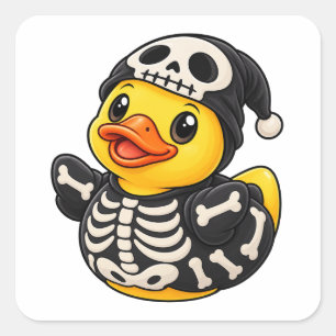 Skeleton Rubber Duck Halloween Costume Square Sticker
