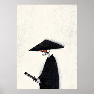 Skeleton Samurai with Katana and Hat Halloween  Poster