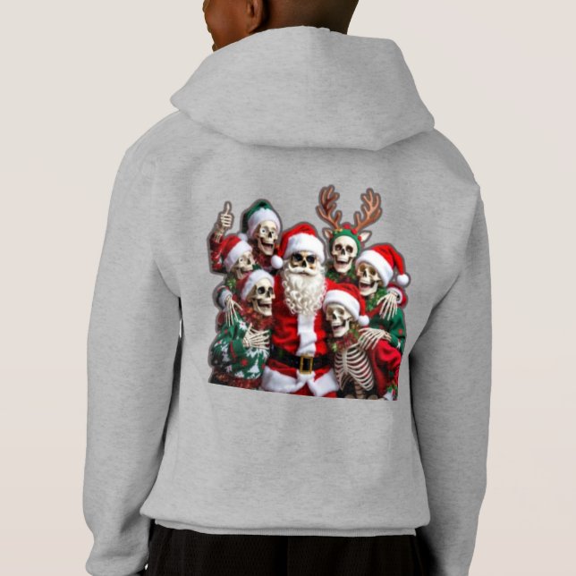 Skeleton Santa Christmas Group Photo – Festive 3D  (Back)