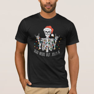 Skeleton Santa Dead Inside But Jolly AF funny  T-Shirt
