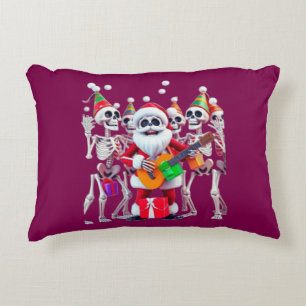 **Skeleton Santa Party – Funny 3D Christmas Skelet Accent Pillow