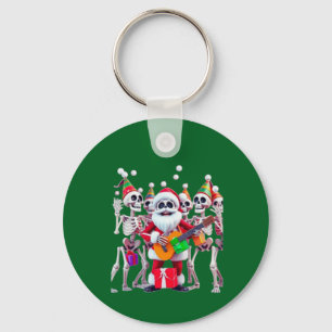 **Skeleton Santa Party – Funny 3D Christmas Skelet Keychain