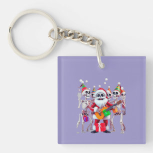 **Skeleton Santa Party – Funny 3D Christmas Skelet Keychain