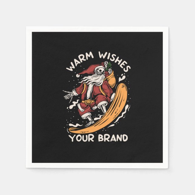 skeleton-santa-playing-snowboarding-snow-winter-ti napkin (Front)