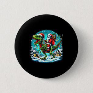 Skeleton Santa Riding T Rex Dinosaur Funny Christm 2 Inch Round Button