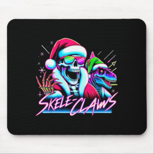 Skeleton Santa Riding T Rex Dinosaur Funny Christm Mouse Pad