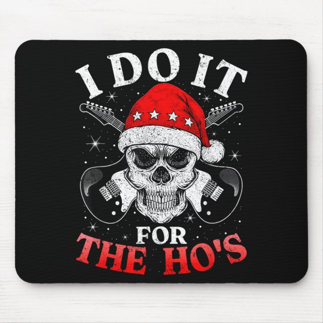 Skeleton Santa Rocker Inappropriate Funny Guitar G Mouse Pad (Front)
