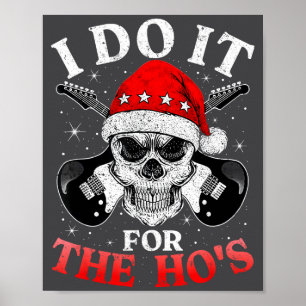 Skeleton Santa Rocker Inappropriate Funny Guitar G Poster