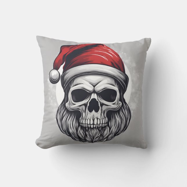 Skeleton Santa Throw Pillow (Front)