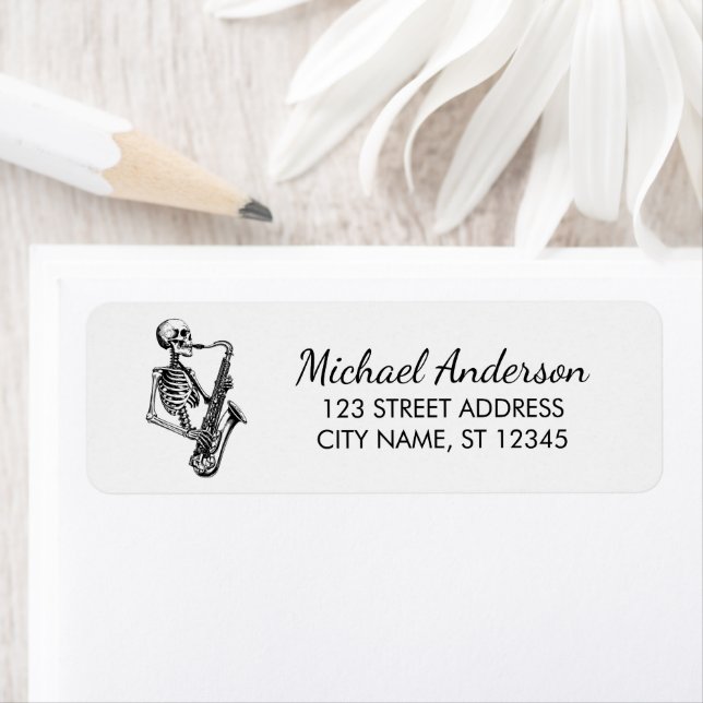 Skeleton Saxophone Music Lover Return Address      (Insitu)