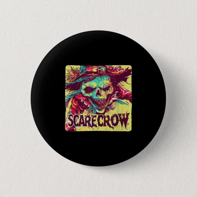 Skeleton Scarecrow Costume For Farmer And Hallowee 2 Inch Round Button (Front)
