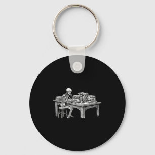 Skeleton scholar dark academia book nerd gift keychain