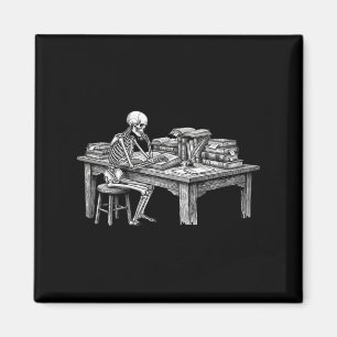 Skeleton scholar dark academia book nerd gift magnet