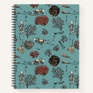 Skeleton Scuba Diver Spiral Notebook