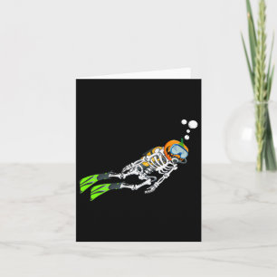 Skeleton Scuba Diving Halloween Pumpkin Diver  Card