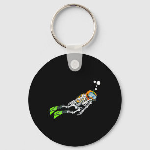 Skeleton Scuba Diving Halloween Pumpkin Diver Keychain
