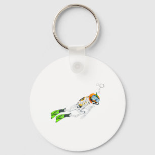 Skeleton Scuba Diving Halloween Pumpkin Diver Keychain