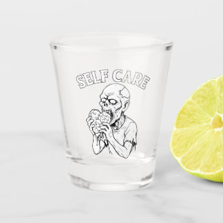 Skeleton Self-Care Shot Glass – Etched Face-Off