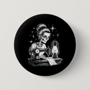 Skeleton Sewer Quilter Funny Sewing Lover 2 Inch Round Button