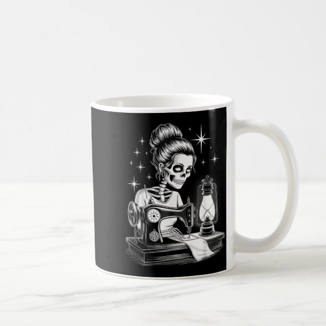 Skeleton Sewer Quilter Funny Sewing Lover Coffee Mug (Right)