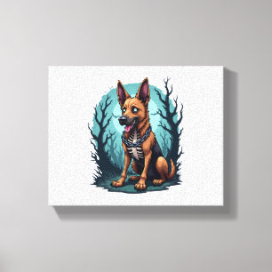 Skeleton Shepherd Dog Canvas Print
