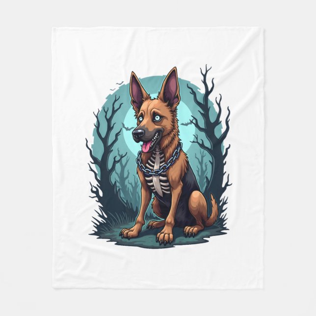 Skeleton Shepherd Dog Fleece Blanket (Front)