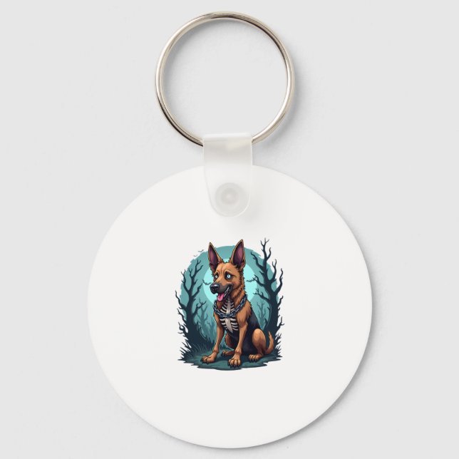 Skeleton Shepherd Dog Keychain (Front)
