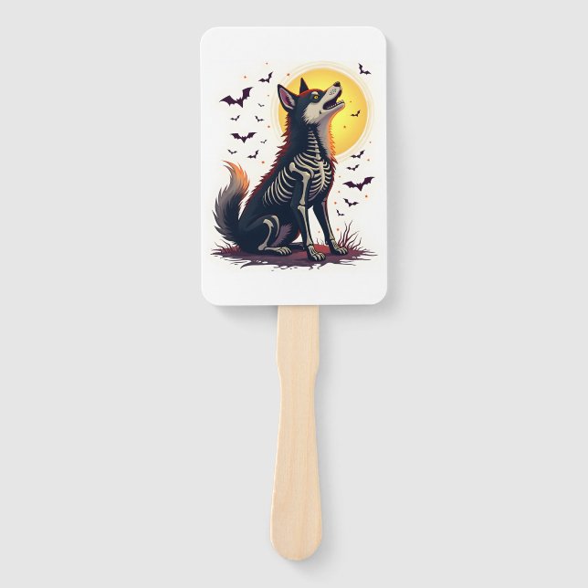 Skeleton Shiba Scream Hand Fan (Front)