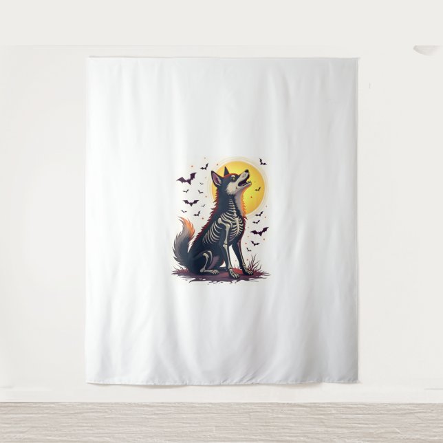 Skeleton Shiba Scream Tapestry (Front)