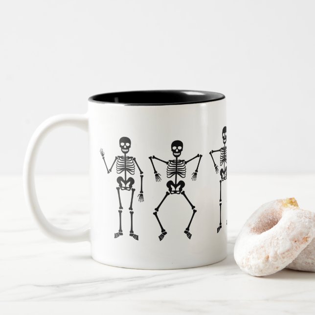 Skeleton Silhouette Halloween Mug (With Donut)
