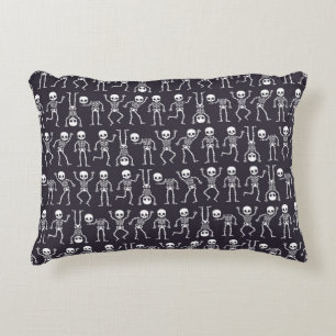 Skeleton silhouettes seamless pattern for hallowee accent pillow