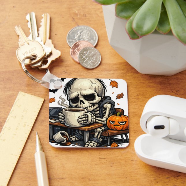 Skeleton Sips Autumn Brew Keychain (Desk)