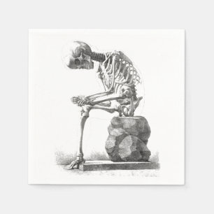 Skeleton Sitting Anatomy Illustraiton Napkin